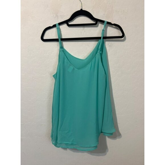 Torrid Sz 00 (US 10 M/L) Turquoise Camisole Top Flowy Blouse Double Layers - Picture 4 of 6